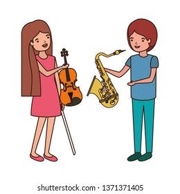 couple with musical instruments avatar character