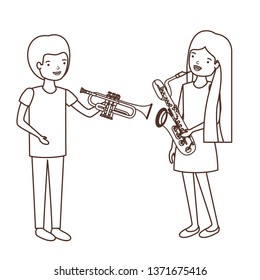 couple with musical instruments avatar character