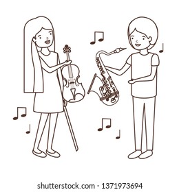 couple with musical instruments avatar character