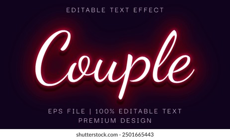 Couple neon text effect template with glowing type style and bright concept use for Couple .Neon sign mock up.