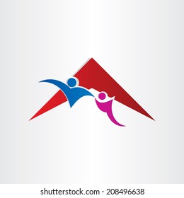 couple in new house stylized icon step walking family man woman enter