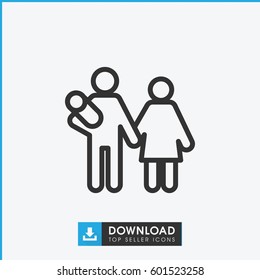 couple with newborn icon. simple outline couple with newborn vector icon. on white background.