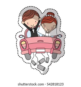 Couple of newlyweds character vector illustration design