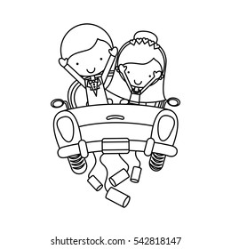 Couple of newlyweds character vector illustration design