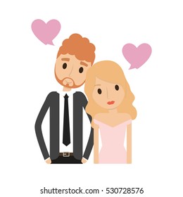 Couple of newlyweds frame decorative vector illustration design