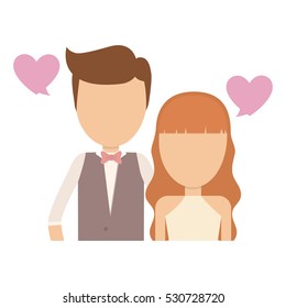 Couple of newlyweds frame decorative vector illustration design