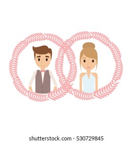 Couple of newlyweds frame decorative vector illustration design