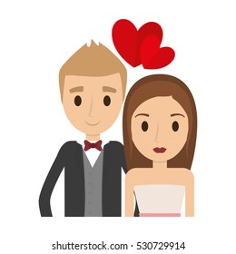 Couple of newlyweds frame decorative vector illustration design