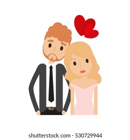 Couple of newlyweds frame decorative vector illustration design