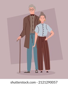 couple of old in casual clothing