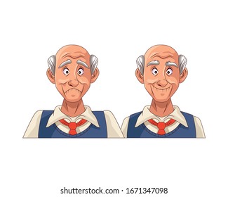 couple of old grandfathers characters vector illustration design
