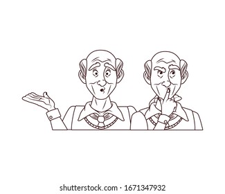 couple of old grandfathers characters vector illustration design
