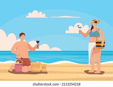 couple on the beach scene