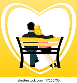 Couple on a bench. Vector illustration