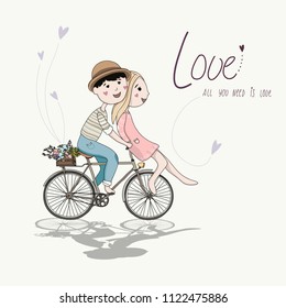 Couple on bicycle Vector Love