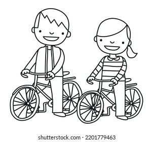 Couple on bicycles vector illustration