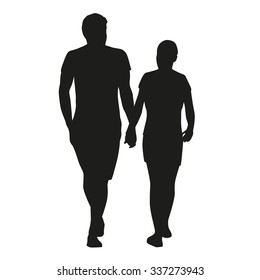 Couple on date, vector silhouettes