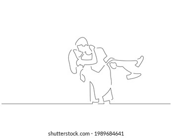 Couple on holidays line drawing, vector illustration design. Summer collection.