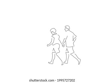 Couple on holidays line drawing, vector illustration design. Summer collection.