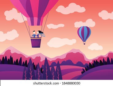 Couple hot air balloon