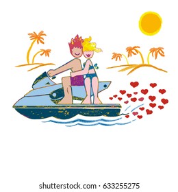 Couple on a jet ski