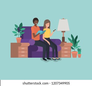 couple on livingroom avatars characters