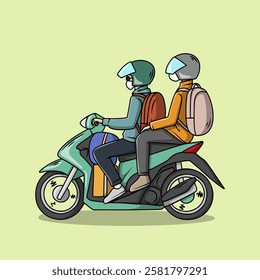 Couple on Motorcycle doing Mudik