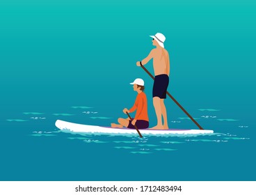 couple on the paddle rowing together for background and illustration