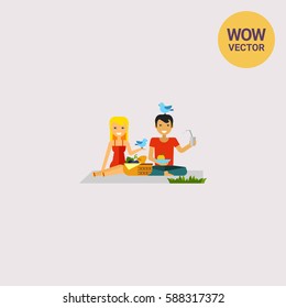 Couple On Picnic Icon