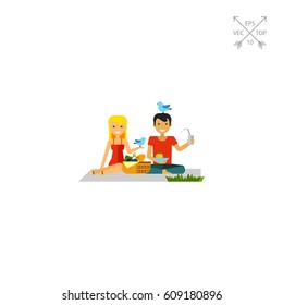 Couple On Picnic Icon