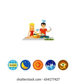 Couple On Picnic Icon