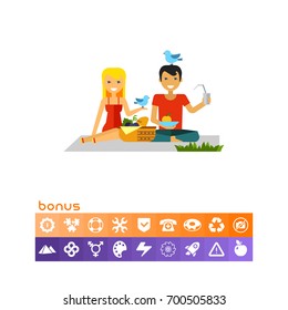 Couple On Picnic Icon