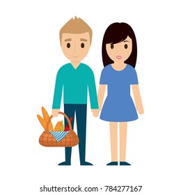 couple on  picnic  vector illustration