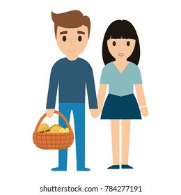 couple  on  picnic  vector illustration