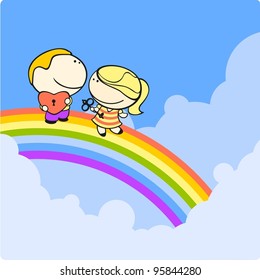 Couple on a rainbow