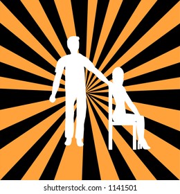 Couple on a retro background