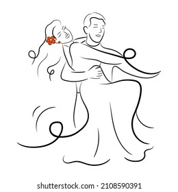 Pareja en una cita romántica, ilustración dibujada a mano 


