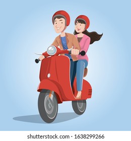 couple on scooter motorcycle ride together