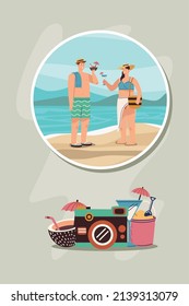 couple on the seascape scene