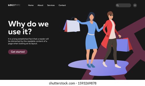 Couple on shopping. Romance, date, shopping flat vector illustration. Leisure activity and lifestyle concept for banner, website design or landing web page