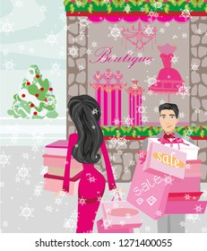 Couple on shopping - Winter SALES