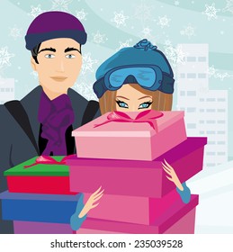 couple on shopping - Winter SALES 