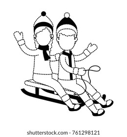 couple on snow sled