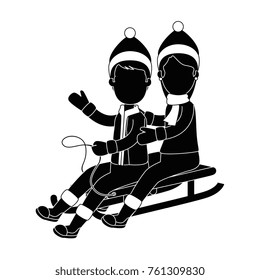 couple on snow sled