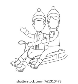 couple on snow sled