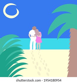 Couple on Summer Vacation - vector illustration