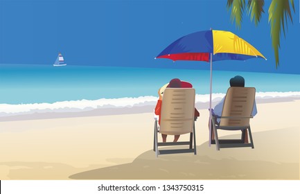 Couple on a tropical beach vacation