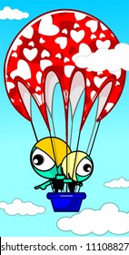couple on a vacation in hot balloon	