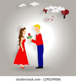 a couple on valentine day vector