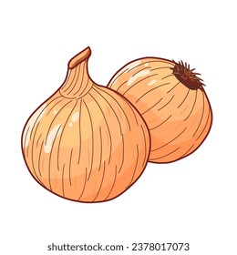 a Couple of Onion Vector Ilustration Isolated on White Background. Food Icon. Fresh Vegetables